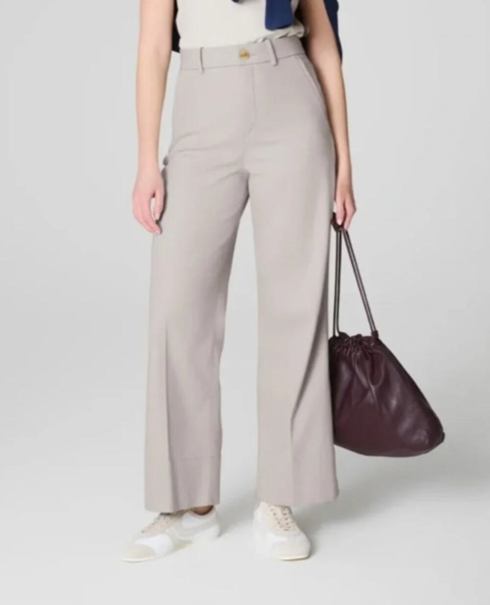 SPANX Supersmooth Stretch Twill Cropped Wide Leg Pant, Khaki, Size SP